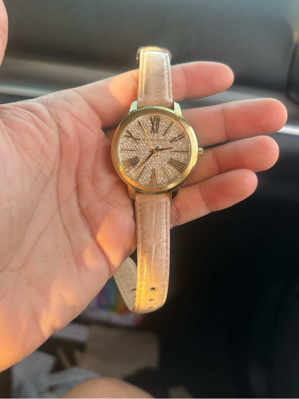 Michael Kors Hartman Gold-Tone and Embossed-Leather Watch